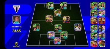 hard disk satisi: EFootball futbol simulyasiyası oyununda oyunçu komandası. Komanda 3165