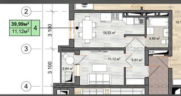 2этаж: 1 комната, 40 м², Элитка, 2 этаж, Евроремонт