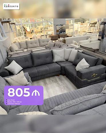 Künc divan – 300 × 200 sm - Rahat L formalı dizayn, geniş oturacaq