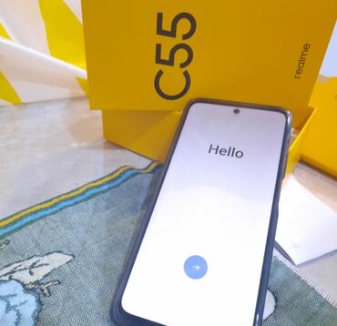 телефон fly fs554: Realme C55, 256 ГБ, цвет - Серый, Сенсорный, Отпечаток пальца, Две SIM карты