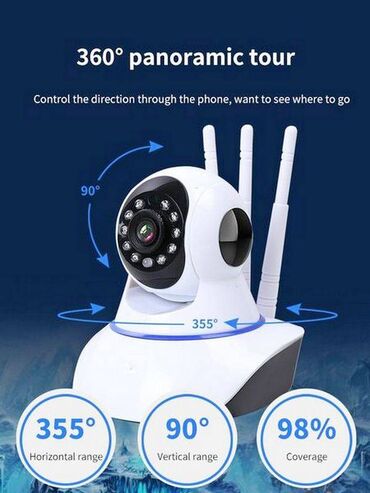 ip телефония: Беспроводная IP камера Q5, Wi-Fi, с тремя антеннами, внутренняя