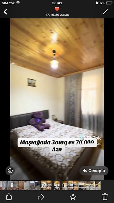 qubada ipoteka evler: Maştağada 3 otaqlı həyət evi. - Daxili plan: geniş zal, 2 yataq — 3