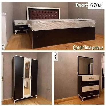 Yataq otağı dəsti – 670₼ Tərkibi: - Yataq: qəhvəyi-ağ çərçivəli