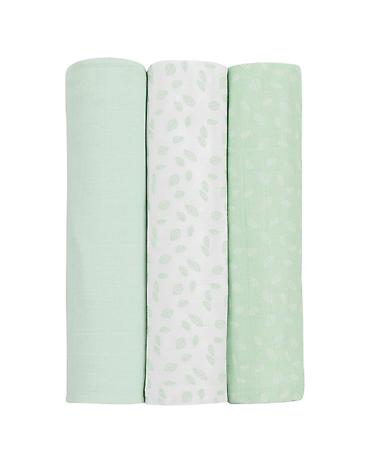 gucci sorc: KikkaBoo Pelene od muslina – set 3 kom, Leaves Mint (šifra: KKB1) - — 2