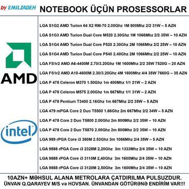 Masaüstü kompüterlər və iş stansiyaları: Prosessor Intel Core i3 Notebook üçün Prosessorlar, 2-3 GHz, İşlənmiş