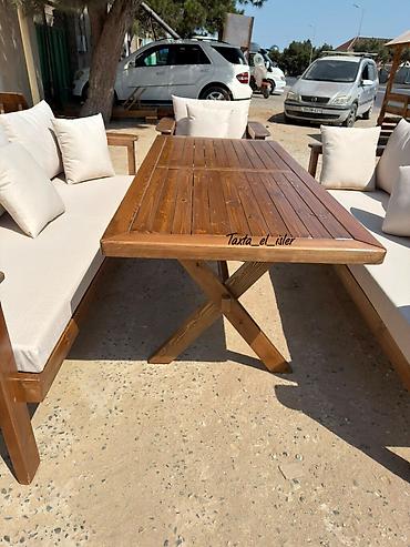 hacioglu mebel fabriki: Bağ/terras üçün taxta mebel dəsti - Təbii ağacdan hazırlanmış — 5
