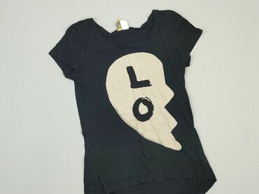 długi czarne t shirty: T-shirt, H&M, XS, stan - Dobry