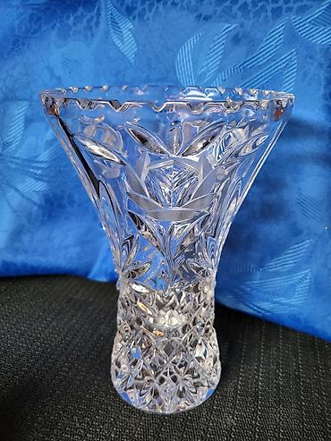 Vaza kristal Bohemija rucni rad iz 70ih godina. Vaza kristal,led — 3