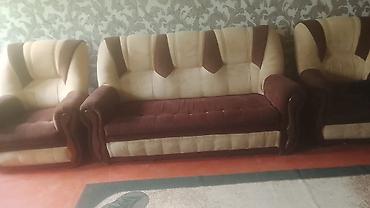 mingecevir divan: - 3 hissəli yumşaq mebel dəsti: 1 uzun divan + 2 kreslo - Rəng: bej və — 1