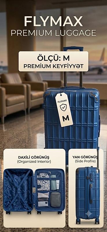 İdman və istirahət: FLYMAX Premium Luggage – Ölçü: M - Rəng: dəniz mavilisi, relyefli — 1