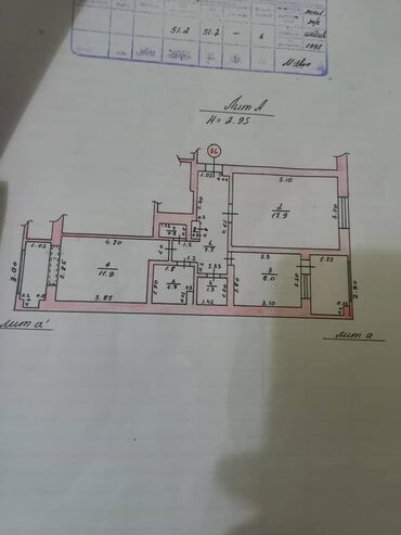 квартира ижарага берем: 2 бөлмө, 60 кв. м, Жеке план, 4 кабат, Косметикалык ремонт