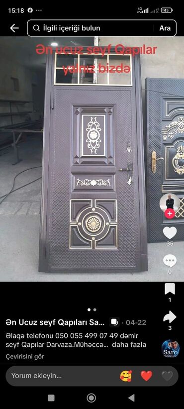 Giriş qapıları: Mənzil üçün Yeni Giriş qapısı Üzlük ilə, Zəmanətli, Ödənişli quraşdırma, Rayonlara çatdırılma — 3