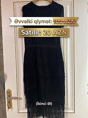 parca canta: Qara rəngli saçsaçaqlı kokteyl/axşam paltarı - Rəng: qara - Dizayn — 1