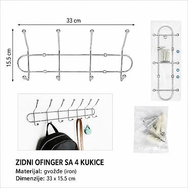 KMT Zidna kuka dvoredna – 4 kukice sa zavrtnjima (SKU: 3283353, EAN: )