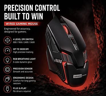 Проводная игровая мышь Lenovo - Точная игровая мышь, созданная для