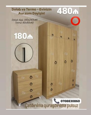 Akkumulyatorlar: Yeni, Açılan, 3 qapılı Qarderob, paltar dolabı