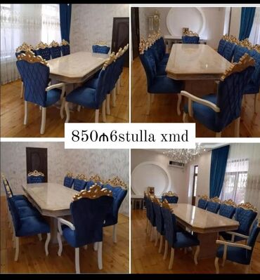 старые стулья: Qonaq otağı üçün, Yeni, Açılmayan, Oval masa, 6 stul