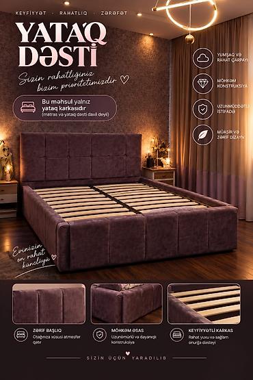 Yataq karkası🛏 – Yumşaq və rahat çarpayı dizaynı – Möhkəm