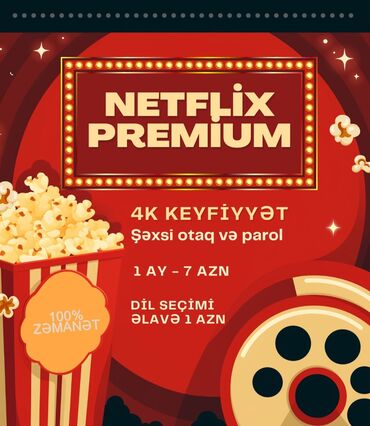 televizorlar 2 ci el: Şəxsi Netflix otağı 100% zəmanətlə 1 ay - 7 AZN 2 ay - 13 AZN 3 ay -