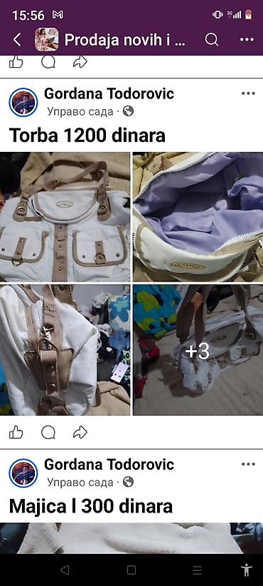 torbe sa stampom: Ženska torba – platno/tekstil, bela sa bež detaljima - Materijal — 6