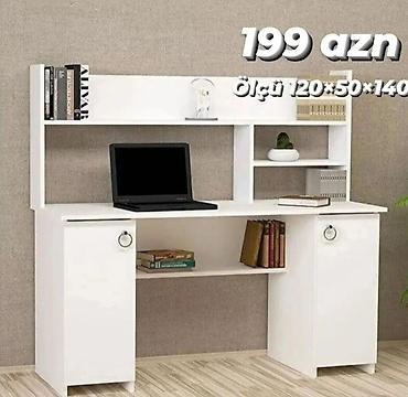restoran stullari: Masaüstü iş/stol dəsti – kitab rəfli - Rəng: ağ - Ölçü: 120 × 50 × — 1