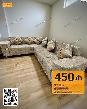 Mebel: Künc divan – La Mini - Ölçülər: 280 × 200 sm - Mexanizm: Açılan — 1