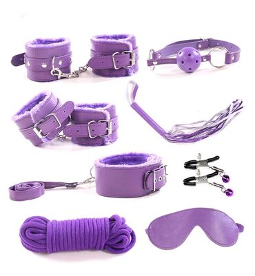 для груди: Фиолетовый БДСМ набор 8 предметов, набор аксессуаров, BDSM