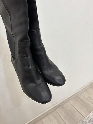 Сапоги: Женские высокие сапоги Zara - Материал: натуральная кожа (мягкая — 1