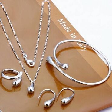 Set: Earrings, Bracelet, Necklace, Material: Silver