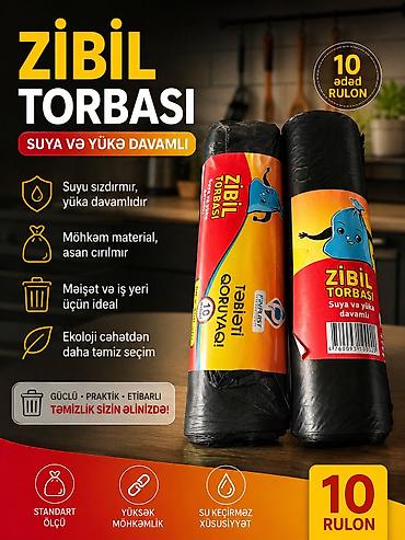 Ev və bağ: 🗑️ Zibil torbaları – 1 paket (10 rulon) Keyfiyyətli və möhkəm zibil — 1