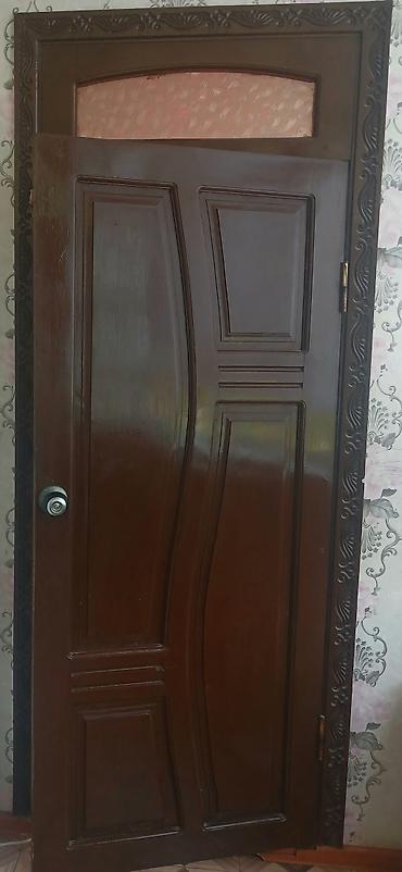 кухини мебел: Межкомнатная дверь, Б/у, Со стеклом, Двухстворчатая, Деревянная, Распашная, Витражная, цвет - Коричневый — 1