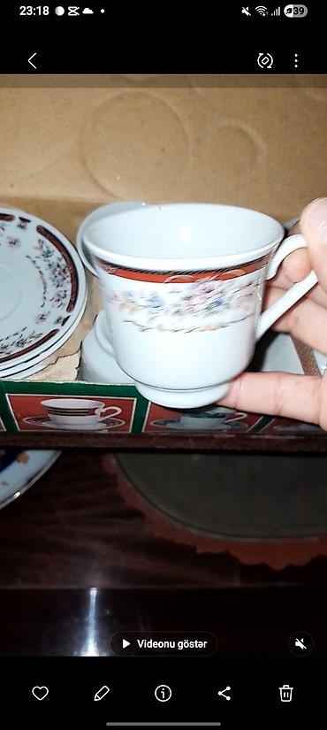 Çay dəsti, rəng - Ağ, 6 nəfərlik