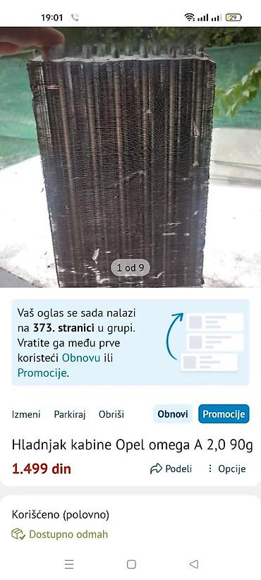 Auto grejanje, hlađenje i ventilacija: SENZOR BREGASTE OPEL OMEGA A 2,0 90G HLADNJAK KABINE | Ispravan — 2