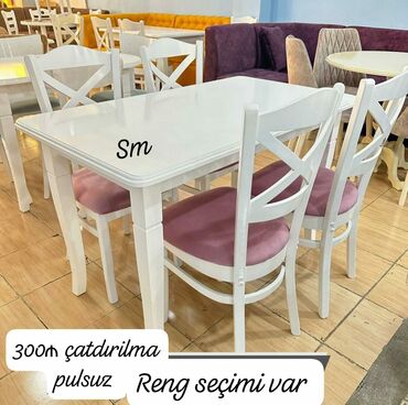 Masa və oturacaq dəstləri: Mətbəx üçün, Yeni, Açılan, Dördbucaq masa, 4 stul — 24