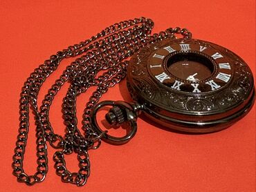 Əntiq saatlar: Klassik cib saatı – qara metal korpus və zəncir - Dizayn: Qapaqlı — 8