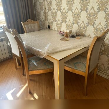 Столы и стулья: Для гостиной, Б/у, Прямоугольный стол