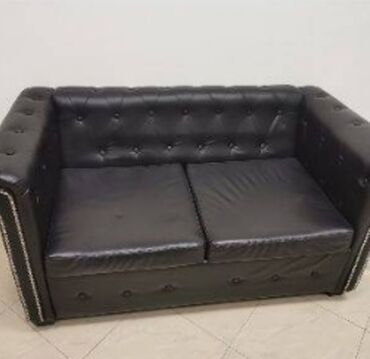 dvosed i trosed: Two-seat sofas, Leather, color - Black, Used