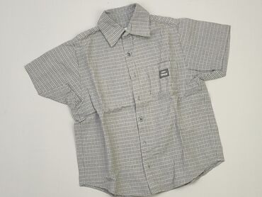 elegancka bluzka na krótki rękaw: Koszula 9 lat, stan - Bardzo dobry, wzór - Kratka, kolor - Szary