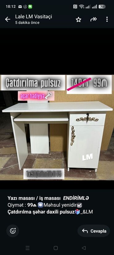 Sifarişlə taburetkalar: *Yazı masası / iş masası* _*ENDİRİMLƏ*_ Qiymət : *99₼* ➡️Məhsul