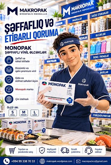 airsoft satış: 🧤 MONOPAK şəffaf vinil əlcəklər — rahat istifadə, etibarlı seçim! — 1