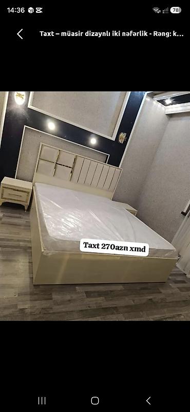 Müasir dizaynlı iki nəfərlik taxt - Rəng: krem/ivory tonlarda - Zərif