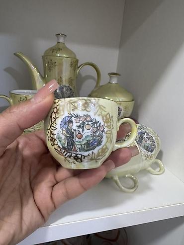 Qab-qacaq və mətbəx ləvazimatları: Çay dəsti, rəng - Sarı, Farfor, 6 nəfərlik, Almaniya — 4