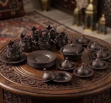 cay: Çay dəsti, rəng - Qəhvəyi, Metal, 6 nəfərlik — 3