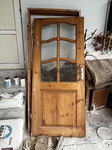 qapı setka: Ağac qapı dəsti - Material: təbii şam ağacı (taxta fakturalı, laklı — 1