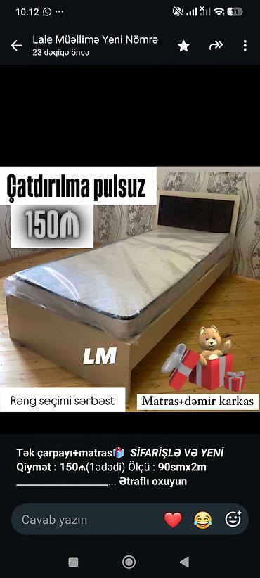tek salon: *Tək çarpayı+matras🎁* _*SİFARİŞLƏ VƏ YENİ*_ *Qiymət : 150₼*(1ədədi) — 1