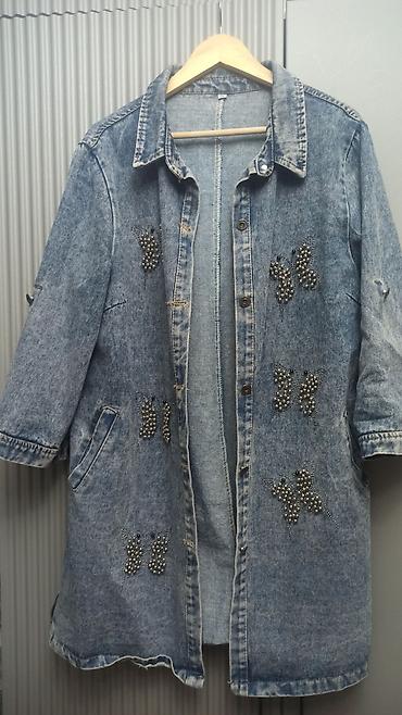 cins salvar: Uzun cins kurtka – qadın üçün - Material: klassik açıq-mavi denim — 1