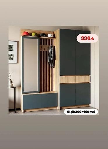 şifoner: Yeni, 2 qapılı, Güzgülü, Boz, Açılan, Künc dolab — 1