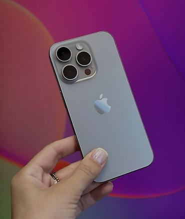 IPhone 15 Pro, Б/у, 256 ГБ, Natural Titanium, Зарядное устройство, Защитное стекло, Чехол, 77 %