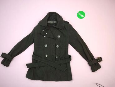 Płaszcze: Płaszcz XS (34), wzór - Jednolity kolor, kolor - Czarny