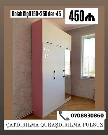 шкаф купе баку: 3 qapılı paltar dolabı - Ölçü: 150 × 250 × 45 sm (eni × hündürlük × — 1